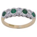 18ct Yellow Gold 0.33ct Brilliant Cut Diamond and Emerald Ring