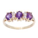 9ct Yellow Gold Amethyst and Cubic Zirconia Ring