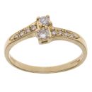 18ct Yellow Gold 0.20ct Brilliant Cut Diamond Two Stone Ring