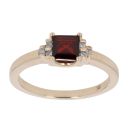 9ct Yellow Gold 0.04ct Diamond And Created Garnet Single Stone Ring