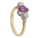 18ct Yellow Gold 0.33ct Brilliant Cut Diamond and Ruby Trilogy Ring