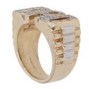 9ct Yellow and White Gold Cubic Zirconia Patterned Dad Ring