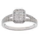 18ct White Gold 0.33ct Princess And Brilliant Cut Diamond Cluster Ring
