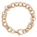 9ct Yellow Gold Cubic Zirconia Patterned Belcher Bracelet 10"