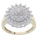 9ct Yellow Gold 1.03ct Diamond Cluster Ring