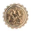 9ct Yellow Gold 1902 Edward VII Half Soveriegn Coin Ring