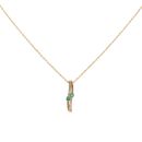9ct Yellow Gold  0.13cts Diamond And Emerald Pendant And 16" Chain by Anya Belle