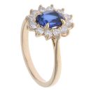 9ct Yellow Gold 0.75ct Brilliant Cut Lab Grown Diamond And Created Sapphire Cluster Ring