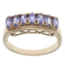 9ct Yellow Gold Tanzanite Half Eternity Ring