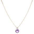 9ct Yellow Gold 0.02ct Diamond And Amethyst Pendant And Chain 20"