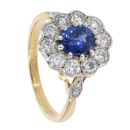 18ct Yellow Gold Diamond And Sapphire Cluster Ring