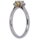 Platinum 0.55ct Round Brilliant and Cushion Cut Diamond Trilogy Ring