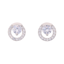 Silver Cubic Zirconia Halo Stud Earrings by Icesia