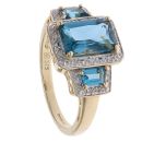 9ct Yellow Gold 0.10ct Diamond and Topaz Fancy Ring