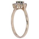 9ct Yellow Gold Cubic Zirconia and Emerald Cluster Ring