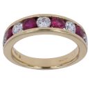 18ct Yellow Gold 0.80ct Brilliant Cut Diamond and Ruby Ring