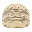 9ct Yellow And White Gold Diamond Cut Domed Ring