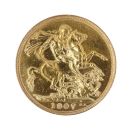 1907 Edward VII Large Head UK Full Sovereign Coin