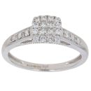 9ct White Gold 0.33ct Princess And Brilliant Cut Diamond Cluster Ring