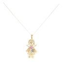 9ct Yellow Gold Stone Set Ragdoll Pendant And Chain 18"