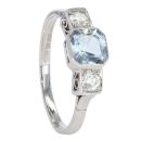 Platinum Diamond Aquamarine Trilogy Ring