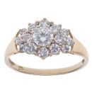 9ct Yellow Gold Cubic Zirconia Cluster Ring