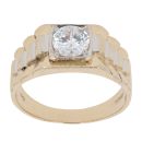 9ct Yellow and White Gold Cubic Zirconia Signet Ring