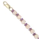 9ct Yellow Gold Created Blue Opal and Amethyst Bracelet 7"