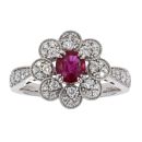 18ct White Gold Ruby and Diamond Cluster Ring