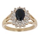 9ct Yellow Gold 0.20ct Diamond and Sapphire Cluster Ring