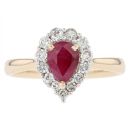 9ct Yellow Gold 0.36ct Diamond And Ruby Ring