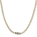 14ct Yellow Gold Monaco Loop Alternate Pave Lock Fancy Chain 18"