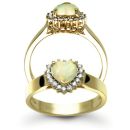 18ct Yellow Gold Diamond 0.14ct Opal-1.40ct Heart Ring