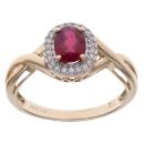 9ct Yellow Gold 0.11ct Diamond and Ruby Cluster Ring