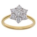 18ct Yellow Gold 1.24ct Brilliant Cut Diamond Daisy Cluster Ring