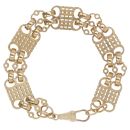 9ct Yellow Gold Patterned Stars and Bars Bracelet 8.5"