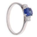 18ct White Gold 0.25ct Brilliant Cut Diamond and Sapphire Three Stone Ring