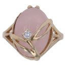 9ct Yellow Gold Rose Quartz and Cubic Zirconia Two Stone Ring