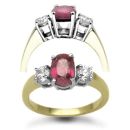 18ct Yellow Gold 3 Stone Diamond 0.48ct Ruby 1.70ct Ring