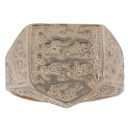 9ct Yellow Gold England Three Lions Shield Ring