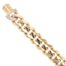14ct Yellow Gold Monaco Curb Classic Cubic Zirconia Pave Lock Bracelet 9"