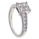 18ct White Gold 1.50ct Princess Cut Diamond Cluster Ring