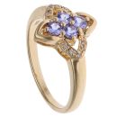 18ct Yellow Gold 0.05ct Diamond and Tanzanite Cluster Ring