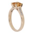 9ct Yellow Gold 0.10ct Diamond And Created Citrine Single Stone Ring