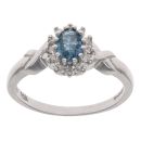 9ct White Gold 0.10ct Diamond And Sapphire Cluster Ring