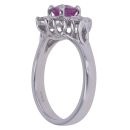18ct White Gold 0.35ct Brilliant Cut Diamond and Pink Sapphire Cluster Ring