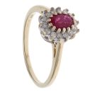 9ct Yellow Gold 0.15ct Diamond and Ruby Cluster Ring