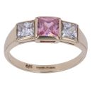 9ct Yellow Gold Cubic Zirconia and Pink Gemstone Ring