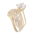 14ct Yellow Gold Cubic Zirconia & Filigree Band Ring