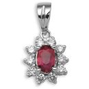18ct White Gold Ruby and 0.26ct Diamond Pendant